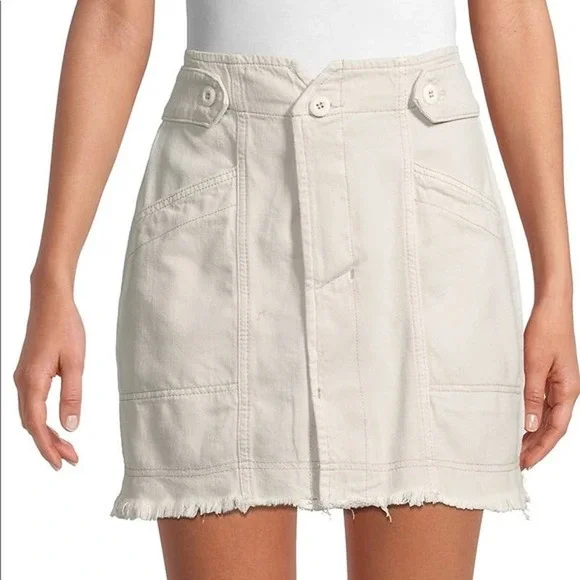 Free People Alpha Utility Raw-Edge Mini Skirt in Tan Size 8 - Picture 1 of 12